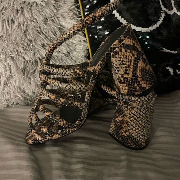 37/6.5/7 free people colette sansal/shoe/heel python/strappy caged gladiator - Picture 1 of 11